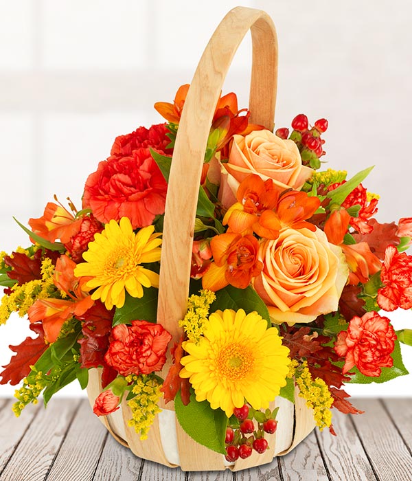 Rustic Basket Autumn Flower Delivery by eflorist.co.uk
