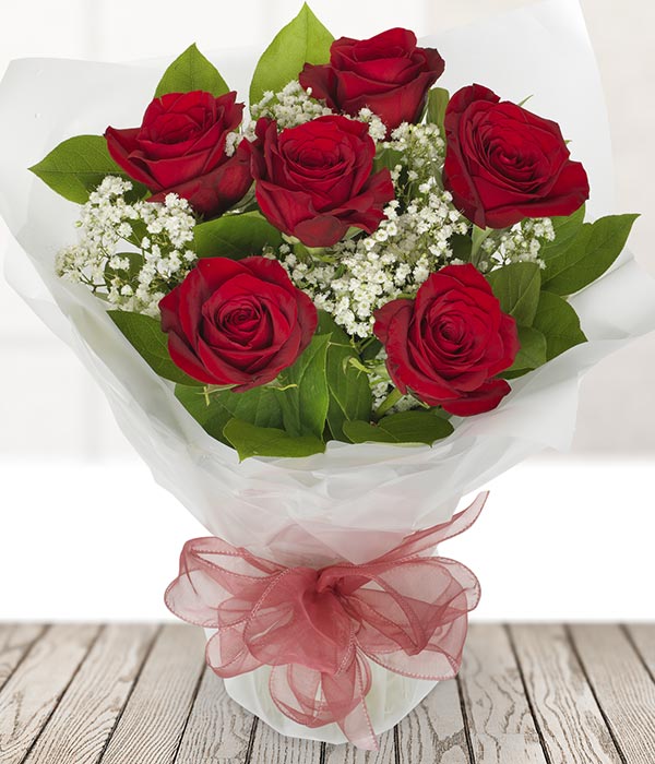 Six Red Roses Roses Delivered eflorist.co.uk
