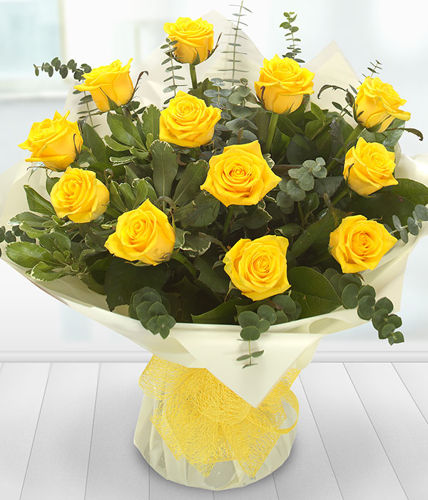 A Dozen Yellow Rose 12 Rose Bouquet Delivered