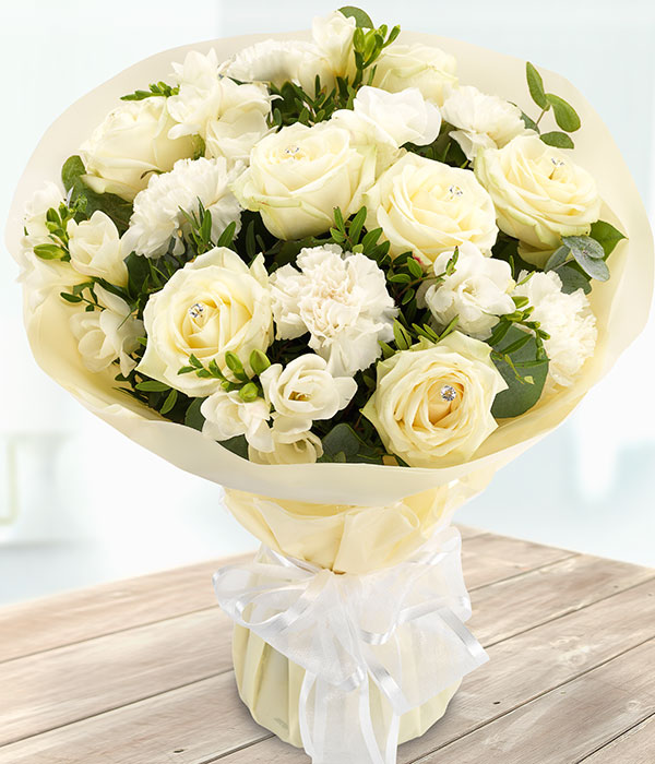 Diamond Bright White Flower Aquapack Send Flowers to Ireland