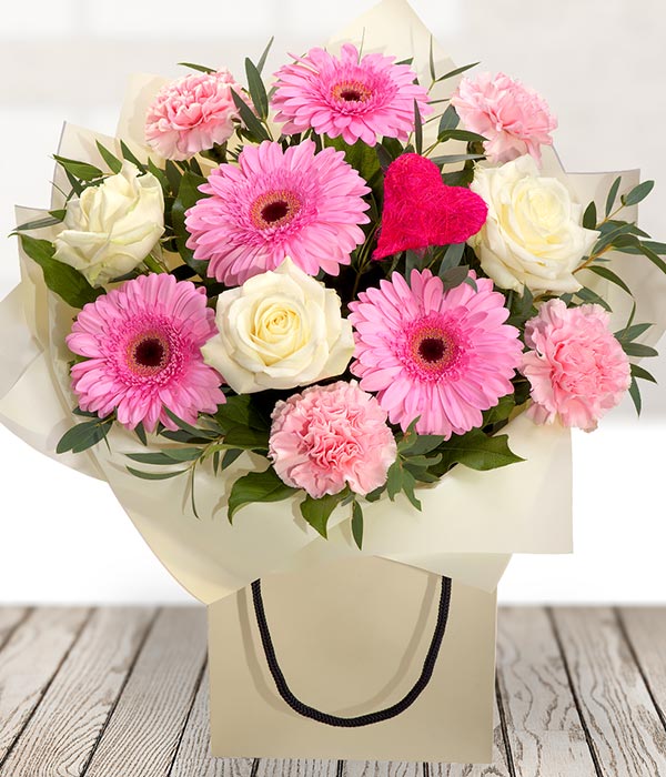 Heart and Soul Pink & Cream Flowers Send Flowers to Ireland