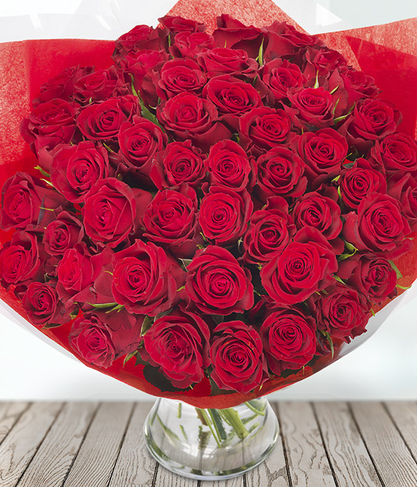 Fresh Flowers- 50 Red Roses- Lovely Gift