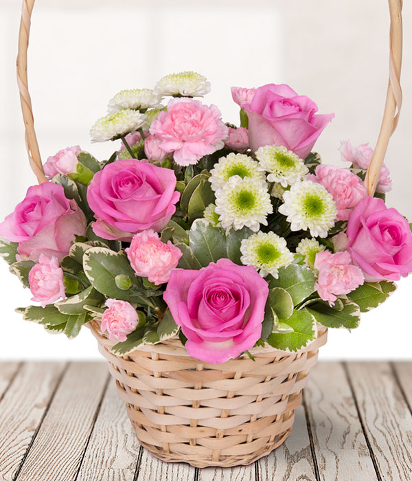Mother's Day Basket | A Beautiful Basket of Pretty Pink Flowers ...