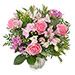 Happy Birthday Blumen, 5728 "Balance"in Pastelltönen von Euroflorist. Rund gebunden mit Rosen, Alstroemeria und Freesien in Rosa, Gelb und Lila. Blumen mit Euroflorist verschicken.