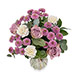 Blumenstrauß 5776 "Zeitlose Schönheit" von Euroflorist. Romantisches Bouquet in lila und violett mit Rosen, Chrysanthemen, Dianthus und Eukalyptus.