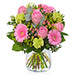 Euroflorist 7829 "Frisches Dankeschön" von Euroflorist. Frische Kombination aus rosa Rosen und rosa Germinis mit grünen Nelken und vielem dekorativem Blattgrün.