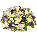 Trauergesteck ARR19_18 "Weiß-Violette-Poesie" von Euroflorist, Grabgesteck weiß und violett. Gesteck für Begräbnis.