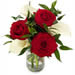 Blumen weltweit verschicken, Blumen ins Ausland schicken, Blumen international versenden, Blumen europaweit, Strauß "Liebende" mit roten Rosen und weißen Calla