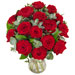 Euroflorist Rosenstrauß BOU15_69 "Mit Liebe". Bouquet mit tiefroten Rosen, dekoriert mit aromatischem Eukalyptus und Ruscus.