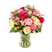 Euroflorist Blumenstrauß BOU16_018 "Schutzengel" ideal zum Muttertag. Bouquet mit Rosen, Sprayrosen, Santini und Eustoma in Pink, Rosa und Creme.