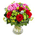 Bouquet Rubis avec des roses rouges, hortensia, santinis | Fleurs livrées à domicile par un fleuriste