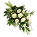 Køb en bårebuket med hvide blomster og grønt