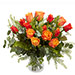 Bouquet de roses orange et feuillage livré à domicile avec Téléfleurs | Idée bouquet de fleurs pour un homme