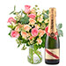 Roses pastel et champagne