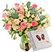 Bouquet de roses pastel qualité premium livré avec une boite de chocolats Guylian. Livraison roses et chocolats Téléfleurs