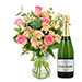 Roses pastel et champagne