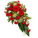 Kistdekorationer med vita och röda blommor