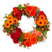 Funeral wreath in red and orange colours. 