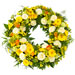 Yellow and green funeral wreath