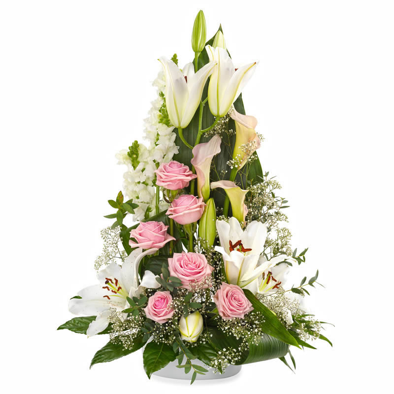 Composition de fleurs roses et blanches mariage |Euroflorist