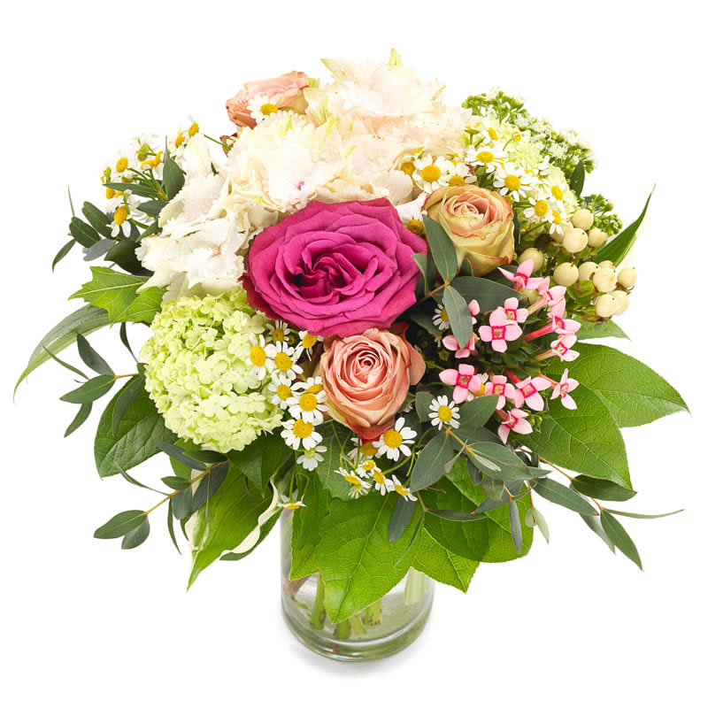 Enchanting bouquet in shades of pink white and lime