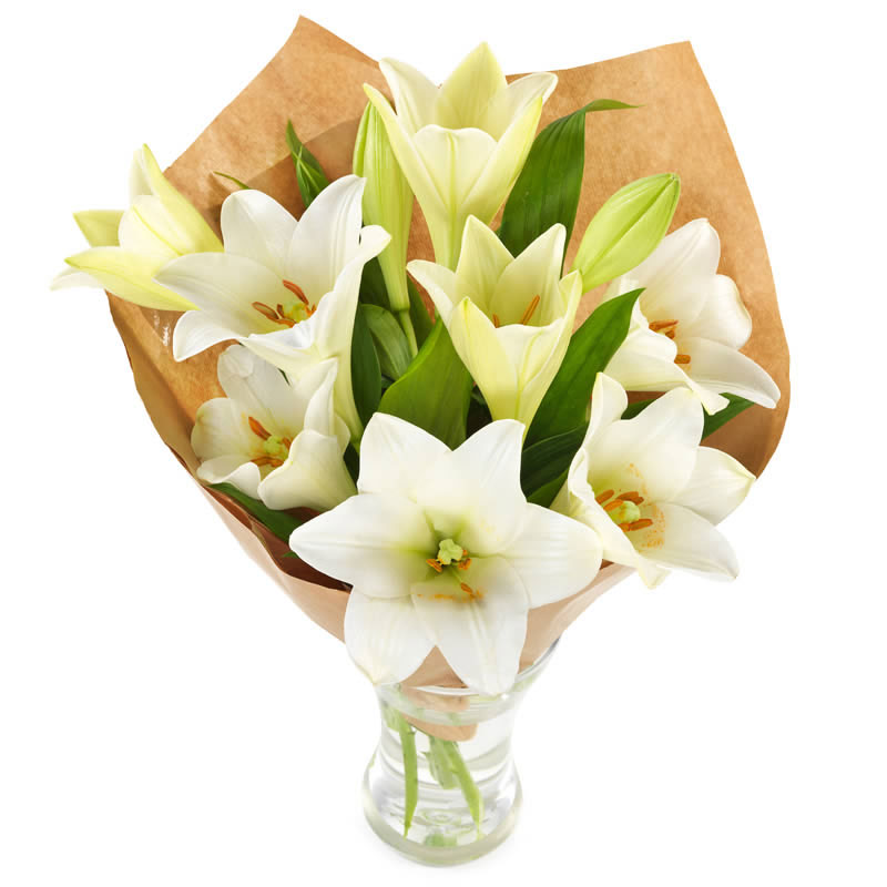 Bouquet de lys blancs livrés à domicile ou au bureau