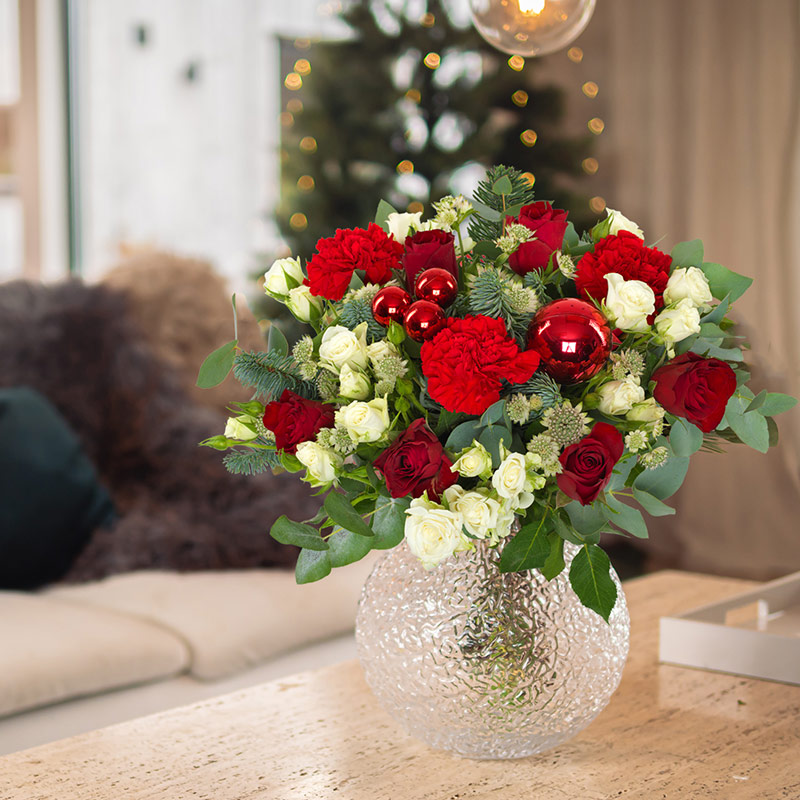 Bouquet Noël Santa rouge et blanc | Fleurs Noël